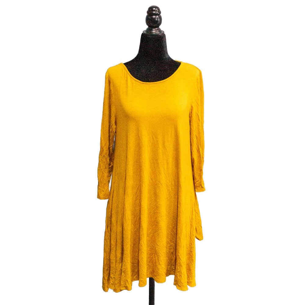 emetla Mustard Yellow Tunic Dress, Size Medium
